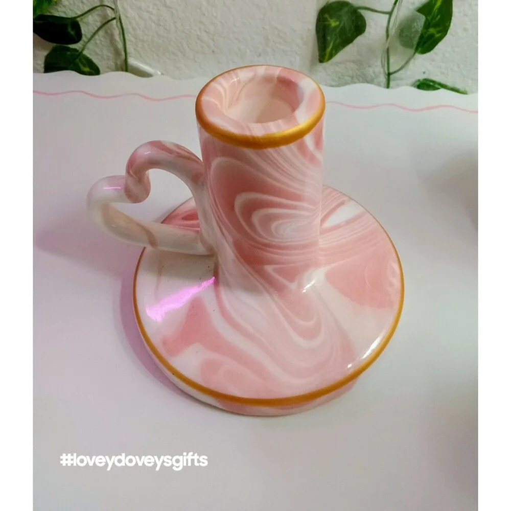 Target Valentine Decor Bundle Pink Marbled Heart Candle Holder Poodle Sign Set